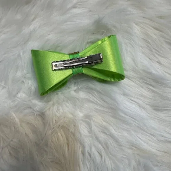 Lime Green 3 1/2" Double Stacked Bow Tie Bow    5B2017  Handmade NWT Boutique - Picture 2 of 2